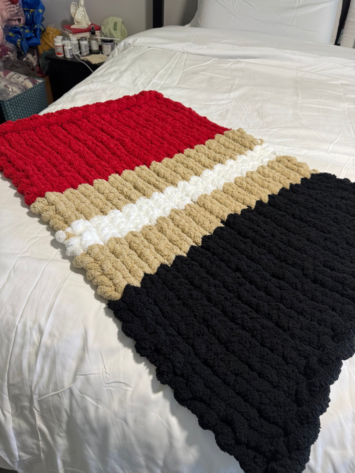 chunky hand knit chenille baby blanket, baby gift, baby shower gift, gift for baby