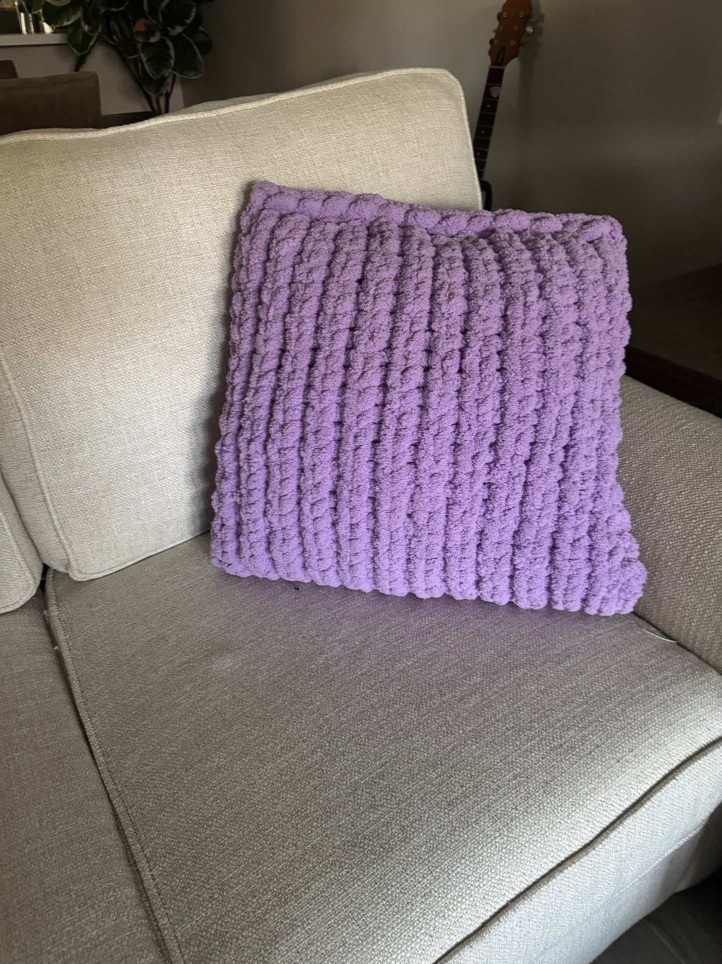 20x20 Chunky Knit Square Pillow, hand knit chunky pillow, colorful pillow, couch decor, bed decor