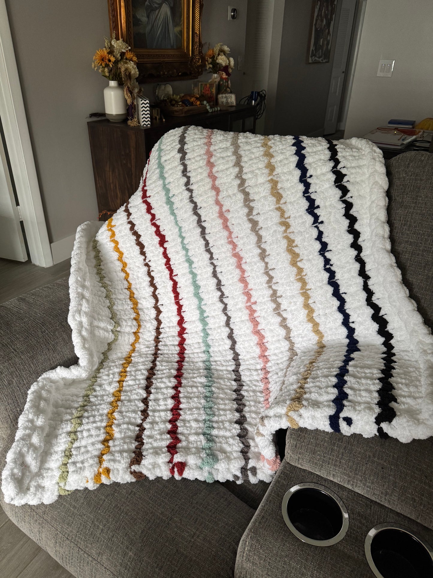 Era’s Tour Striped Chunky Knit Throw Blanket, Cozy Home Decor, Swiftie fan gift, Teen gift, Gift for daughter, Gift for Sister, Wedding Gift