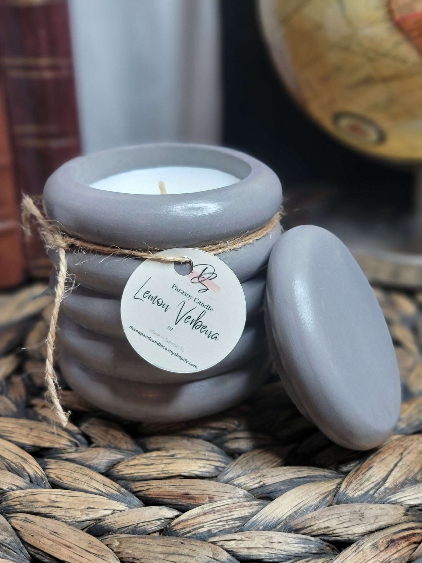 Lemon Verbena Cement Candle, Charcoal Concrete Candle, Soy Candle, Industrial, Farmhouse, Indoor /Outdoor