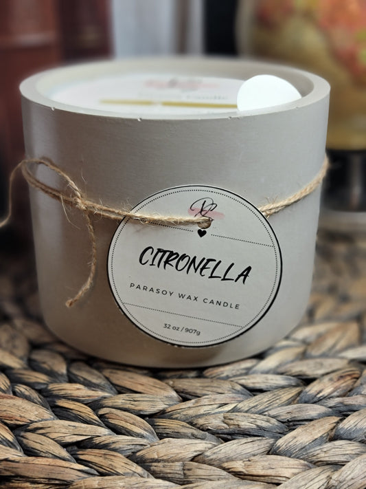 Citronella XL Round Cement Candle, Natural Concrete Candle,Soy Candle, Industrial, Farmhouse, Indoor /Outdoor