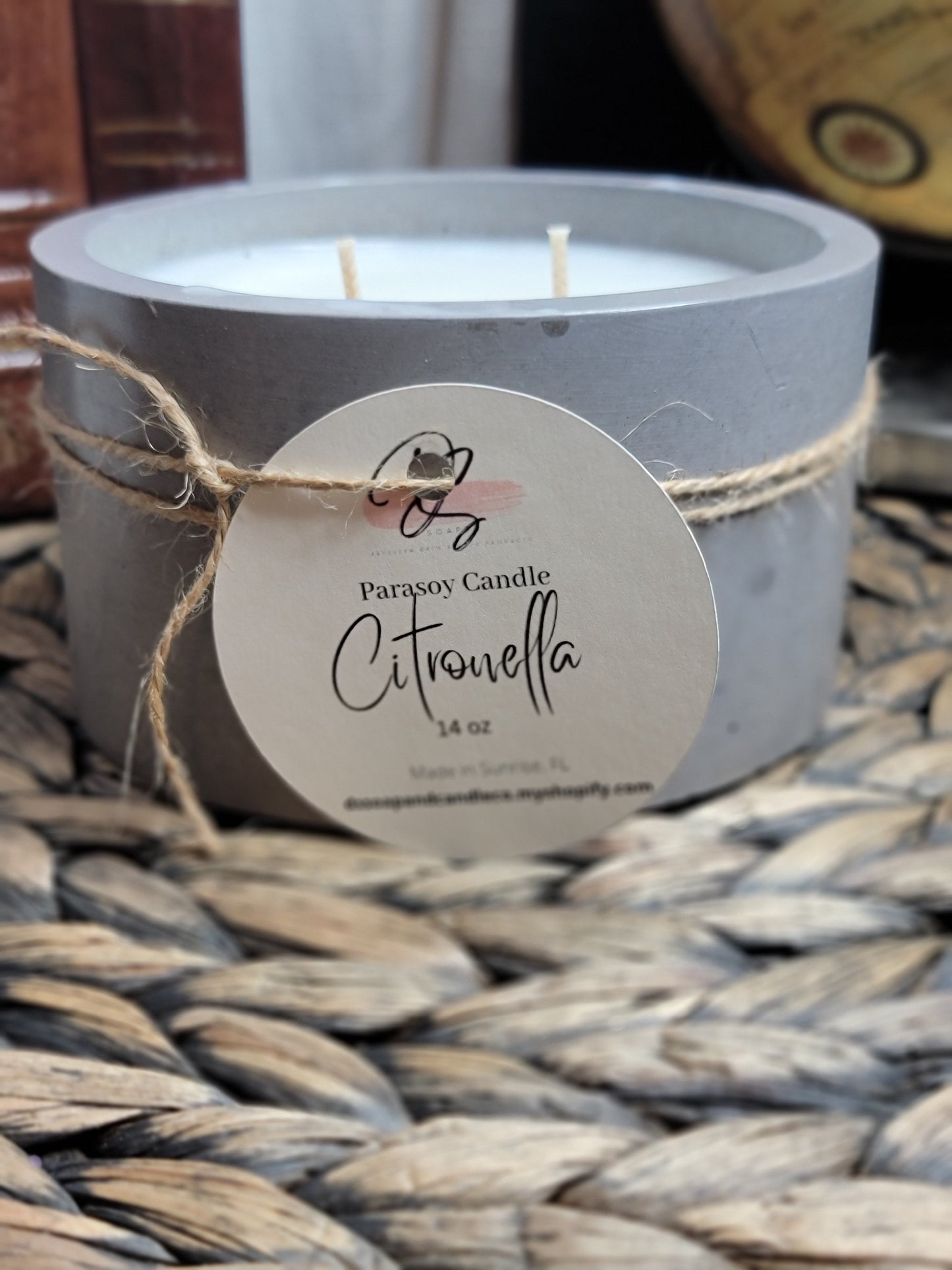 Citronella Round Cement Candle, Charcoal Concrete Candle, Soy Candle, Industrial, Farmhouse, Indoor /Outdoor