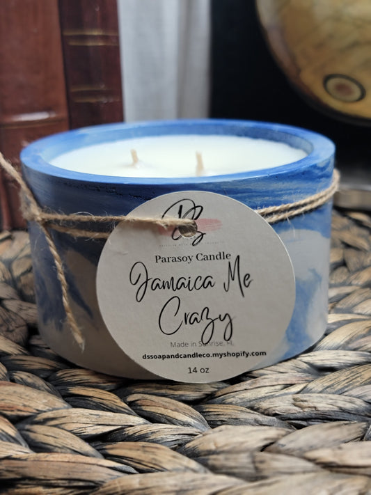 Jamaica Me Crazy Round Cement Candle, Blue Marble Concrete Candle, Soy Candle, Industrial, Farmhouse, Indoor /Outdoor