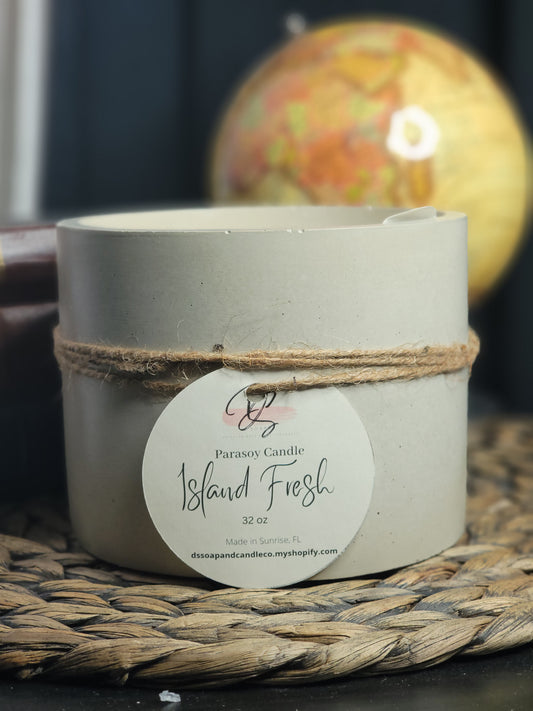 Island Fresh RoundCement Candle, XL Concrete Candle, Soy Candle, Industrial, Farmhouse, Indoor /Outdoor