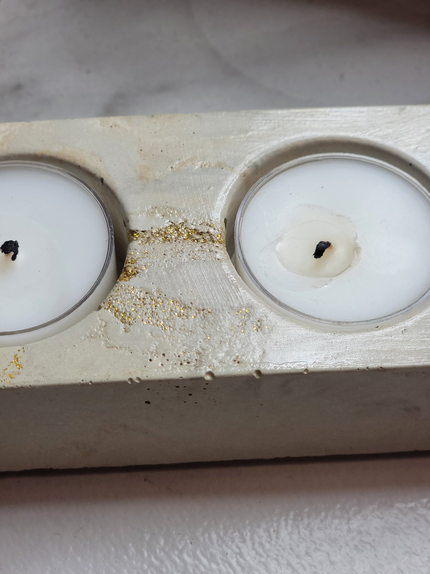 Quadruple Tealight Holder, Large Concrete Tealight, 4 Tealight Candle Holder, Tea Light Centerpiece, Modern Candle Holder