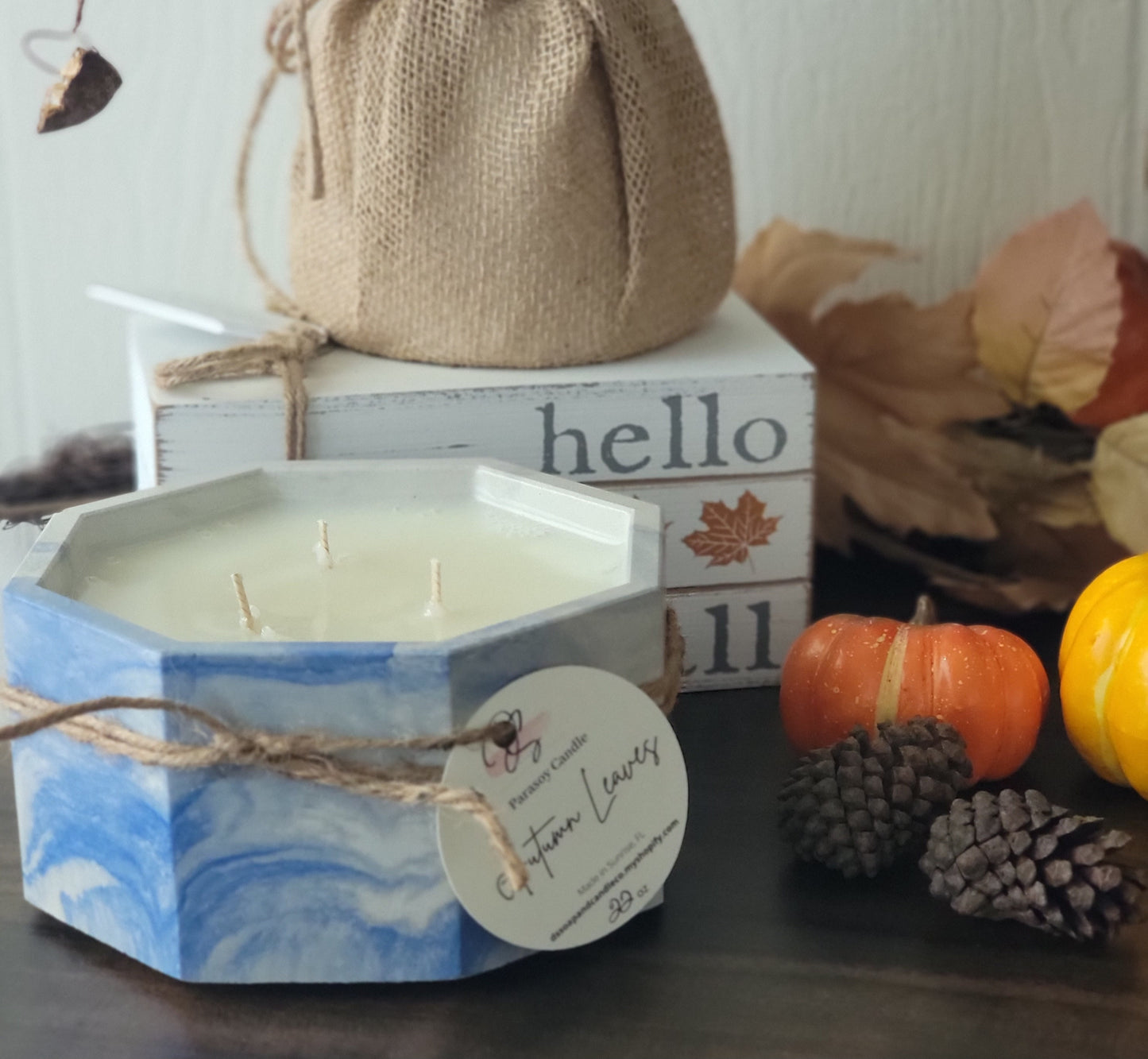 Autumn Leaves Concrete Candle