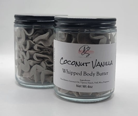 Coconut Vanilla Whipped body butter shea butter coconut oil, Non-greasy, Natural Moisturizing, Heals chapped hands and dry skin