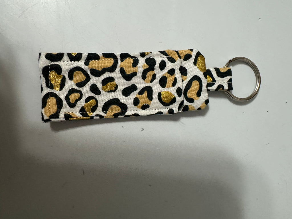 Handmade Fabric Lip Balm Holder Keychain