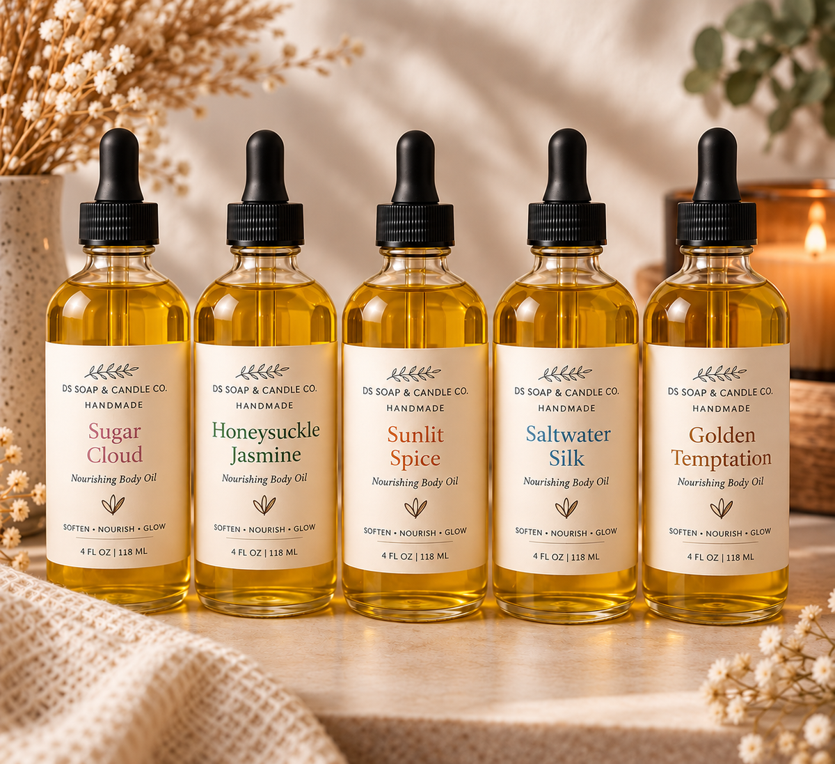 Handmade Body Oil | Lightweight Moisturizing Body Oil | 4 oz