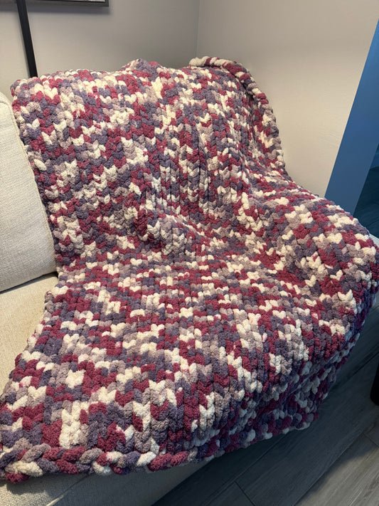 Shades of Purple Chunky Knit Blanket