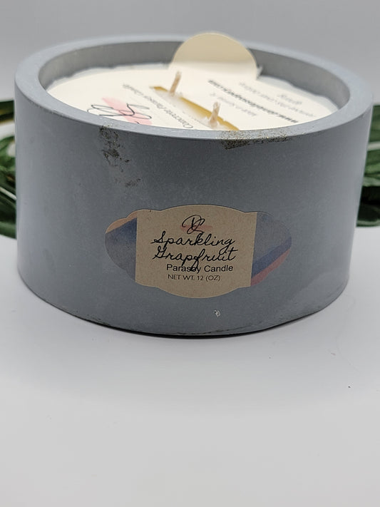 Sparkling Grapefruit Round Cement Candle, Blue Concrete Candle, Soy Candle, Industrial, Farmhouse, Indoor /Outdoor