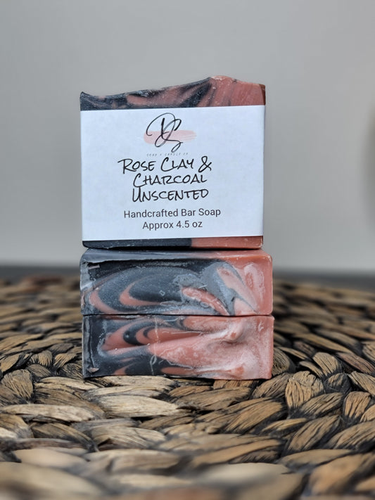 Rose Clay and Charcoal Unscented Facial Bar, bar soap, facial bar, deep cleansing