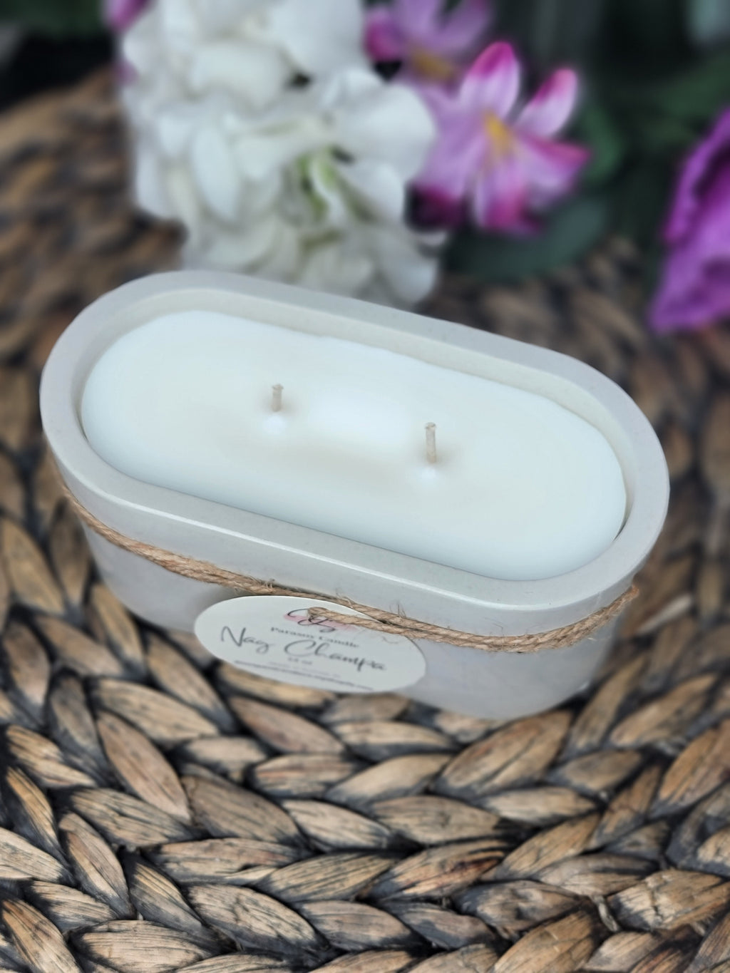 Nag Champa Oval Cement Candle, Natural Concrete Candle, Soy Candle, Industrial, Farmhouse, Indoor /Outdoor
