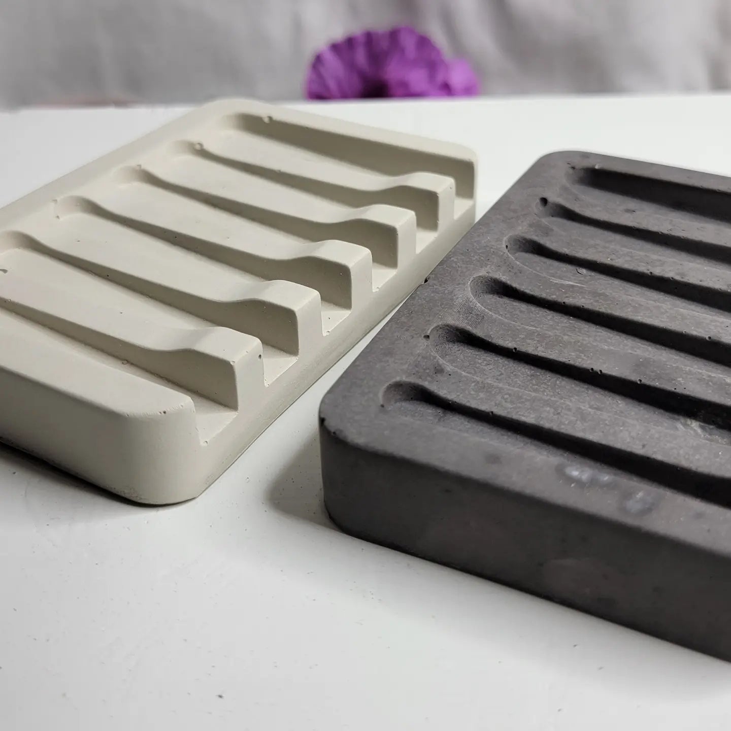 Solid Color Concrete Soap Dish, Draining Soap Holder, Bathroom Accessories, Modern, Shower Soap Dish, Sponge Holder, Soap Tray, Minimalist